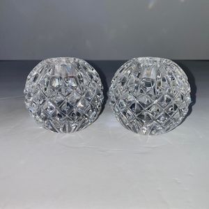 vintage crystal  bowl vase candle holder Art Deco set of 2